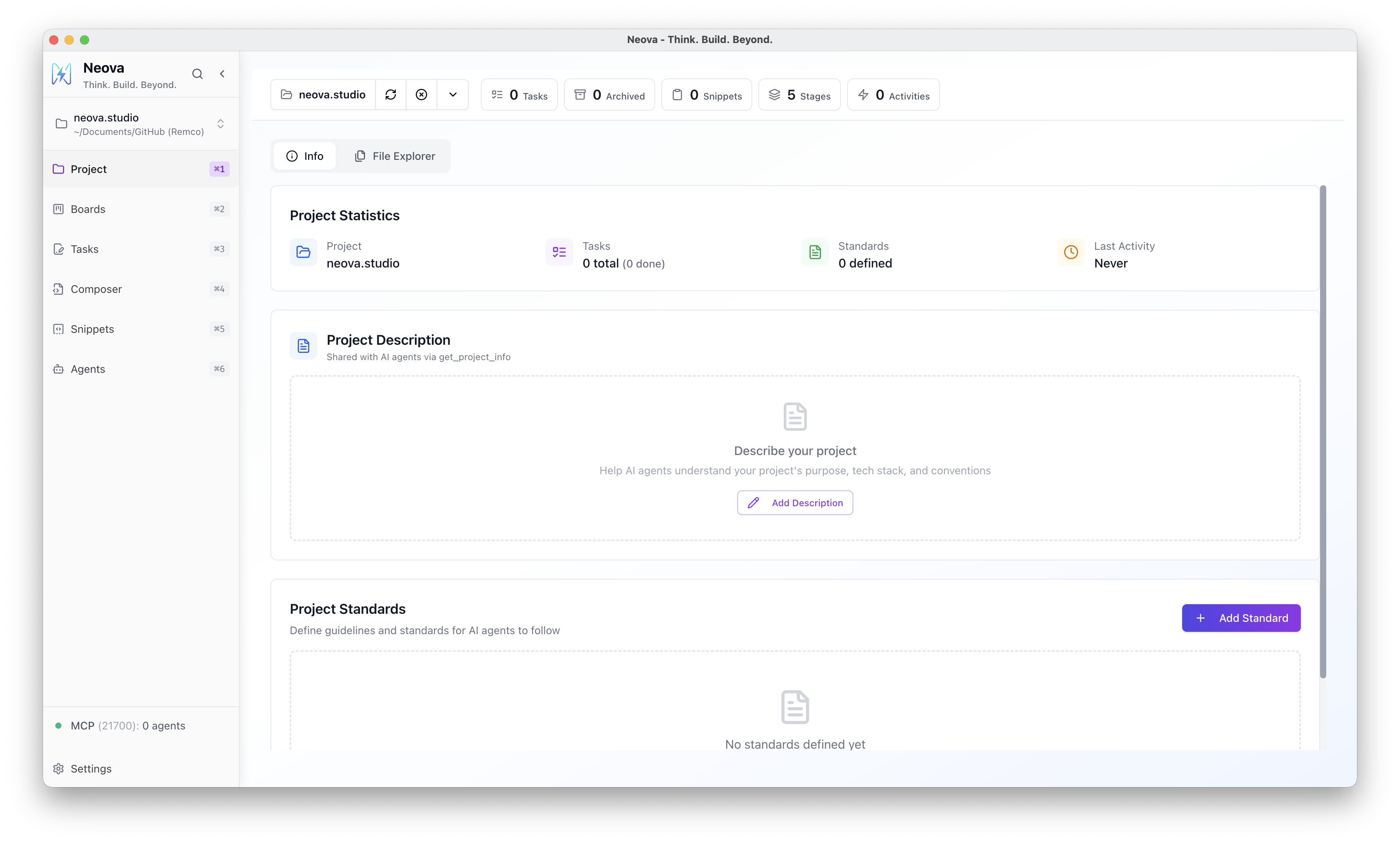 Neova Project Dashboard